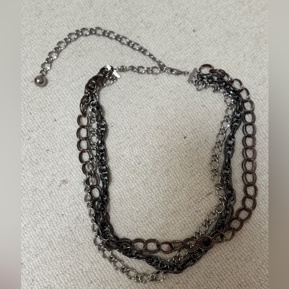 Vintage Y2K bronze, Silver and Black Chain belt 🪩